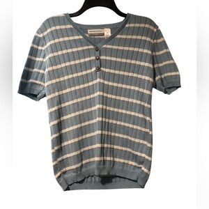 Alfred Dunner Light Blue Striped Sweater Shirt